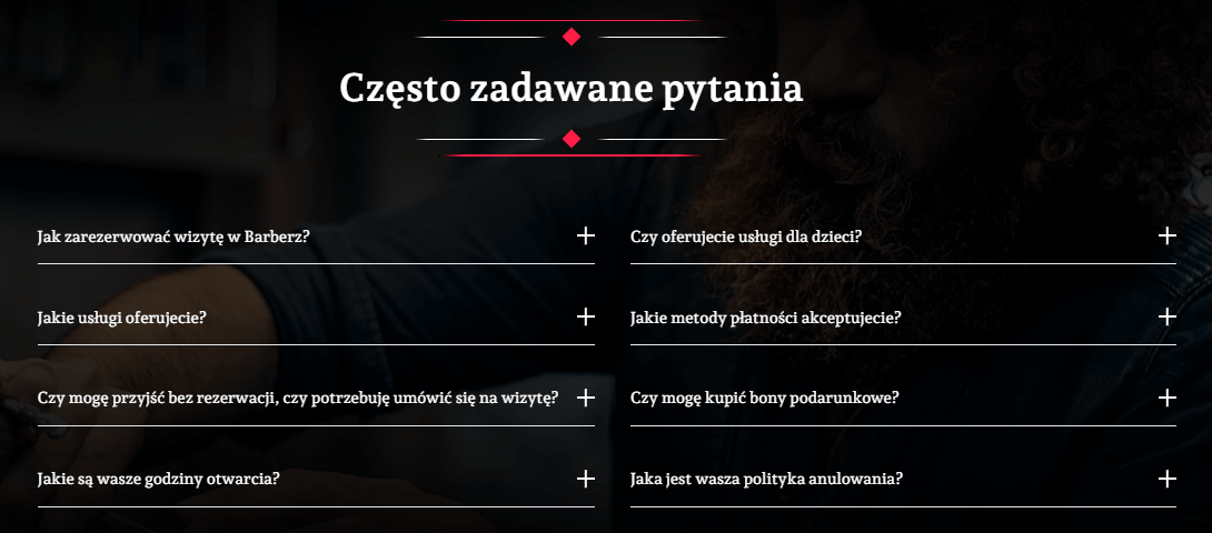 faq dla strony barber