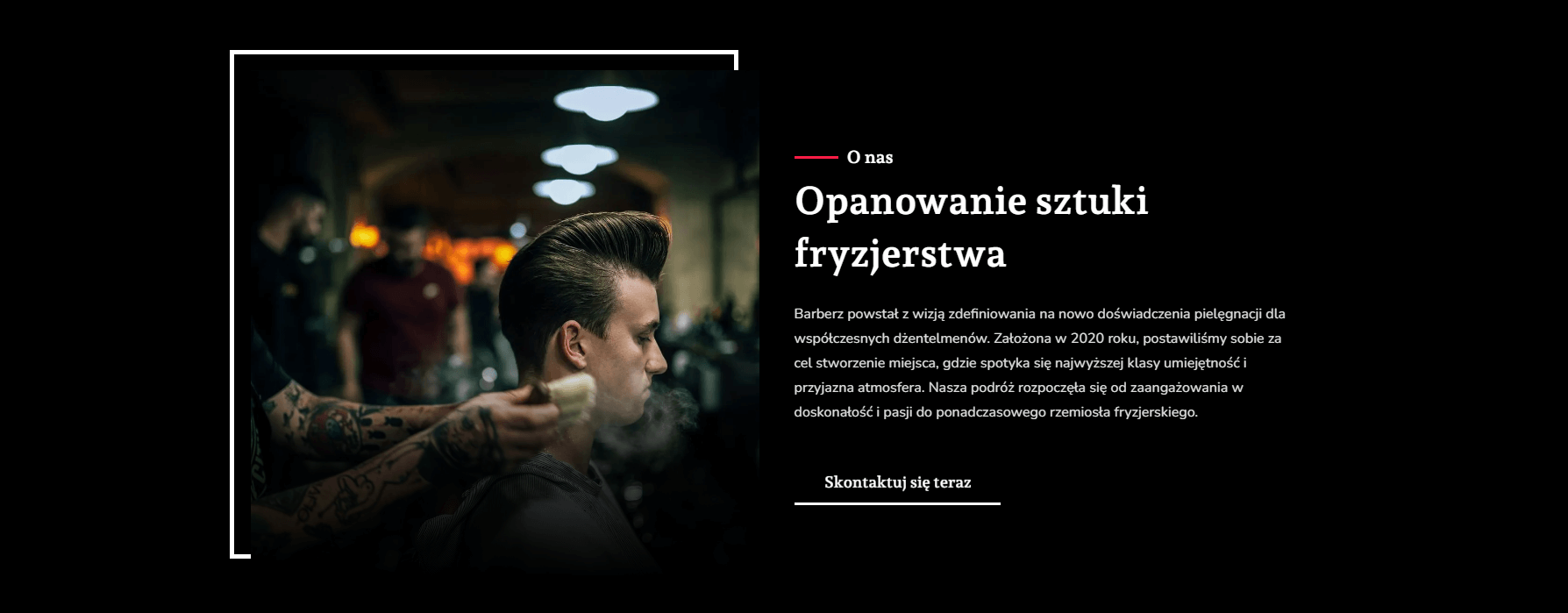 o nas projekt dla strony klinika barber