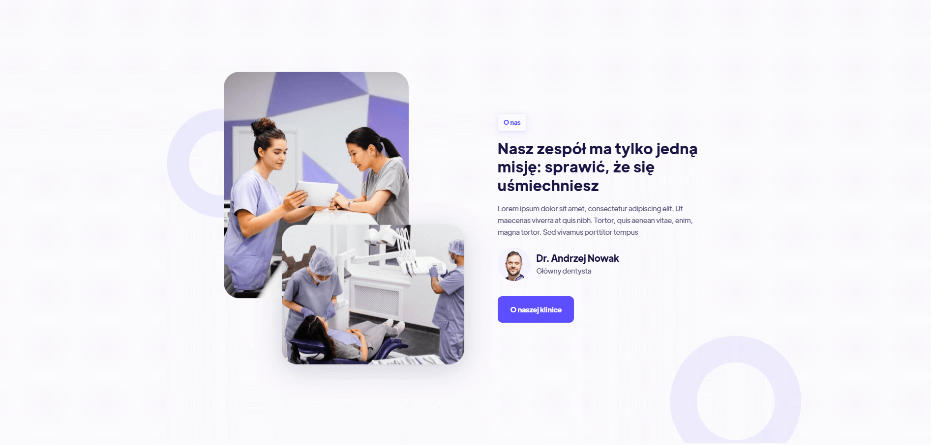 projekt o nas dla strony klinika dentystyczna