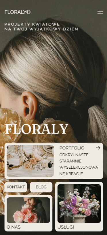 projekt landing page mobile version dla strony firmy florystycznej