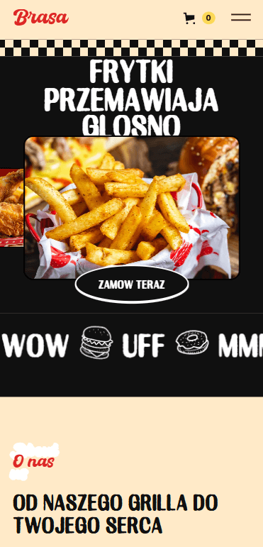 projekt mobile landing page dla restauracji